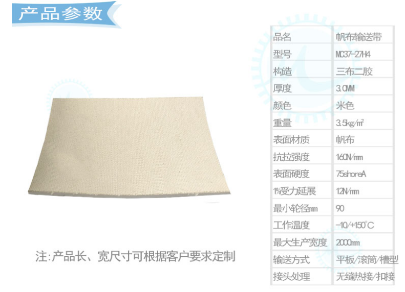 帆布輸送帶規(guī)格尺寸